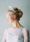 rose gold bridal crown with flowers and leaves and freshwater pearls - handmade in toronto ontario canada - blair nadeau bridal