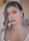 simple english tulle wedding veil with blusher for brides
