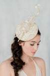 Gold & Ivory Lace Bridal Fascinator for high tea and bridal showers