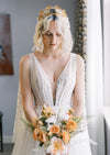 modern vintage inspired double leaf bridal headband for lace wedding dress