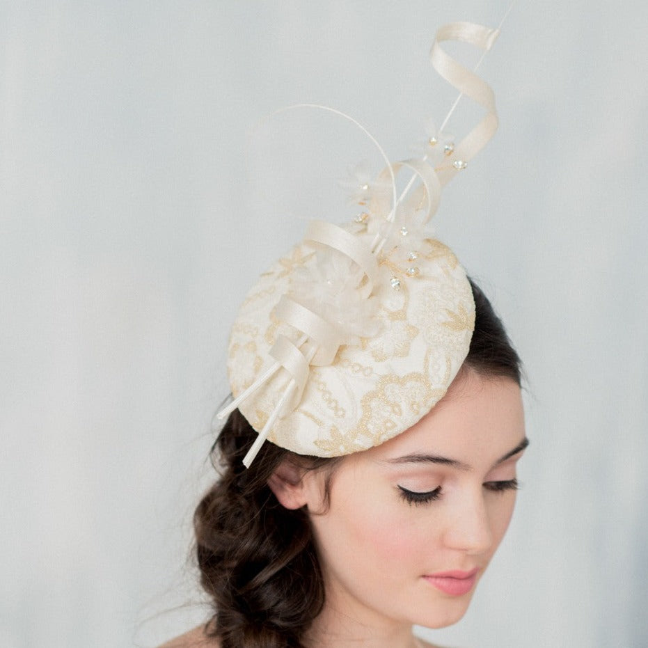 ANITA Ivory and Gold Wedding Fascinator Headband