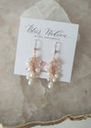 rose gold crystal and pearl dangle earrings for brides