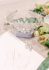 crystal bridal tiara with matching rhinestone earrings in silver