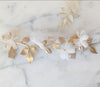 golden brass bridal hair vine with silk flowers