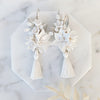 boho clay flower earrings with tassels for modern weddings