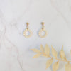 bridal hoop earrings with tiny freshwater pearls and gold studs