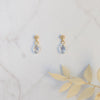 tiny gold briolette crystal wedding earrings for brides 
