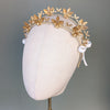 OPHELIA Golden Brass Double Headband Crown with Bows