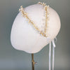 gold pearl beaded bridal double headband