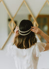 large pearl bridal headband for modern brides. made in toronto canada by Blair nadeau bridal adornments