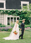 chapel length drop veil for outdoor wedding