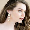 Silver and Ivory Pearl Cluster Bridal Drop Earrings. made in toronto canada by Blair nadeau bridal adornments