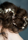 extra long rose gold clay flower hair vine with pearls and crystals handmade in toronto canada by blair nadeau