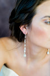 Extra Long Crystal Rhinestone Drop Earrings - Handmade in Toronto Canada - Blair Nadeau Bridal Adornments - Whitney Heard Photography