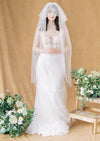 waltz length wedding veil with short blusher for brides