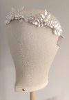 golden brass laurel leaf bridal crown with pearls - handmade in toronto ontario canada - blair nadeau bridal adornments