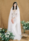 Extra wide soft english net juliet wedding veil with handbeaded crystal lace on cap. 
