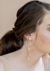 rose Gold Pearl Drop Chandelier Bridal Earrings - blair nadeau bridal adornments - whitney heard photography