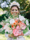statement flower crown bridal headpiece for modern weddings