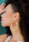 big gold teardrop hoop earrings with crystals and pearls for the modern bride