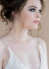silver pearl boho style bridal necklace for v neck wedding dress made in canada
