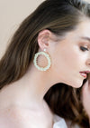 silver large oversized boho white pearl earrings with studs - blair nadeau bridal adornments - whitney heard photography