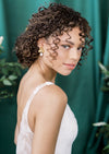 pearl drop bridal earrings with flower studs for weddings