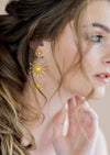 gold celestial starburst bridal earrings for weddings 