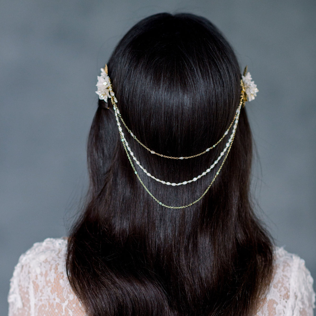 MONIQUE Clay Flower Bridal Hair Chain