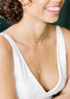 double layer y drop necklace with crystal beads and pear drop pendant for weddings