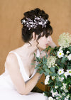 large gold bridal hair clip for lace wedding dress