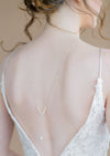 delicate y drop freshwater pearl back necklace for weddings. made in toronto canada by Blair nadeau bridal adornments