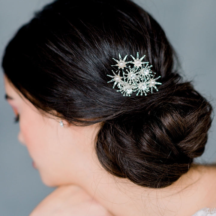 Starburst Celestial Star Inspired Bridal Hair Comb with Pearls and Crystals - Made in Toronto Ontario Canada, Blair Nadeau Bridal,