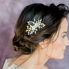 Gold Pearl Floral Bridal Hair Comb, Handmade in Toronto Canada by Blair Nadeau Bridal Adornments,
