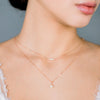 gold double layer pearl necklace for deep v neck wedding dress