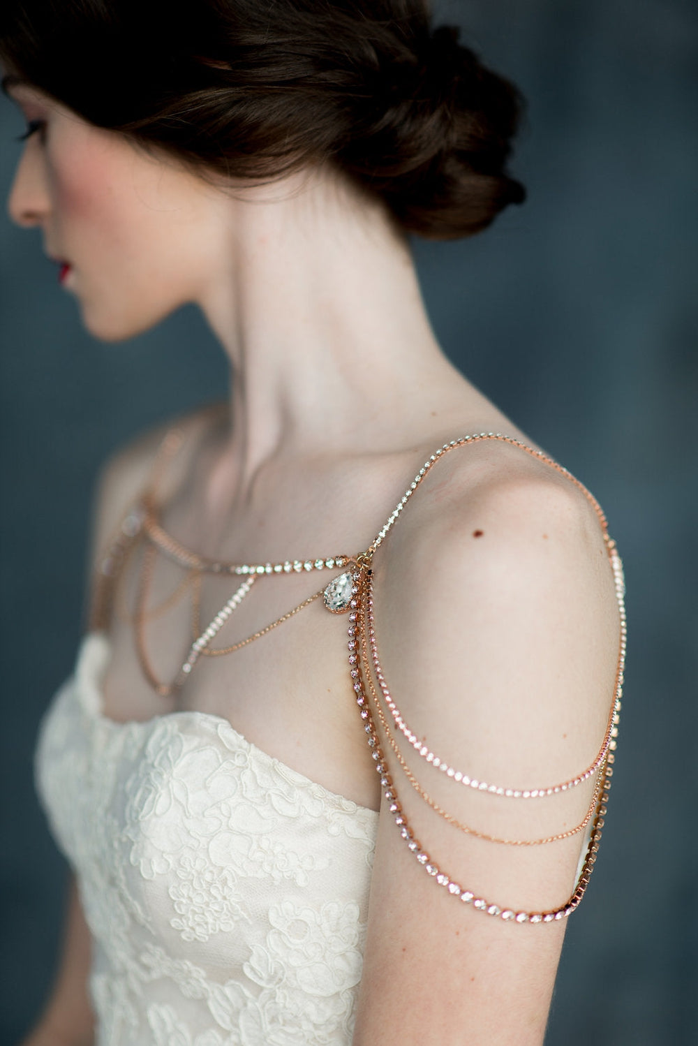 BIRDIE Rose Gold Bridal Shoulder Necklace
