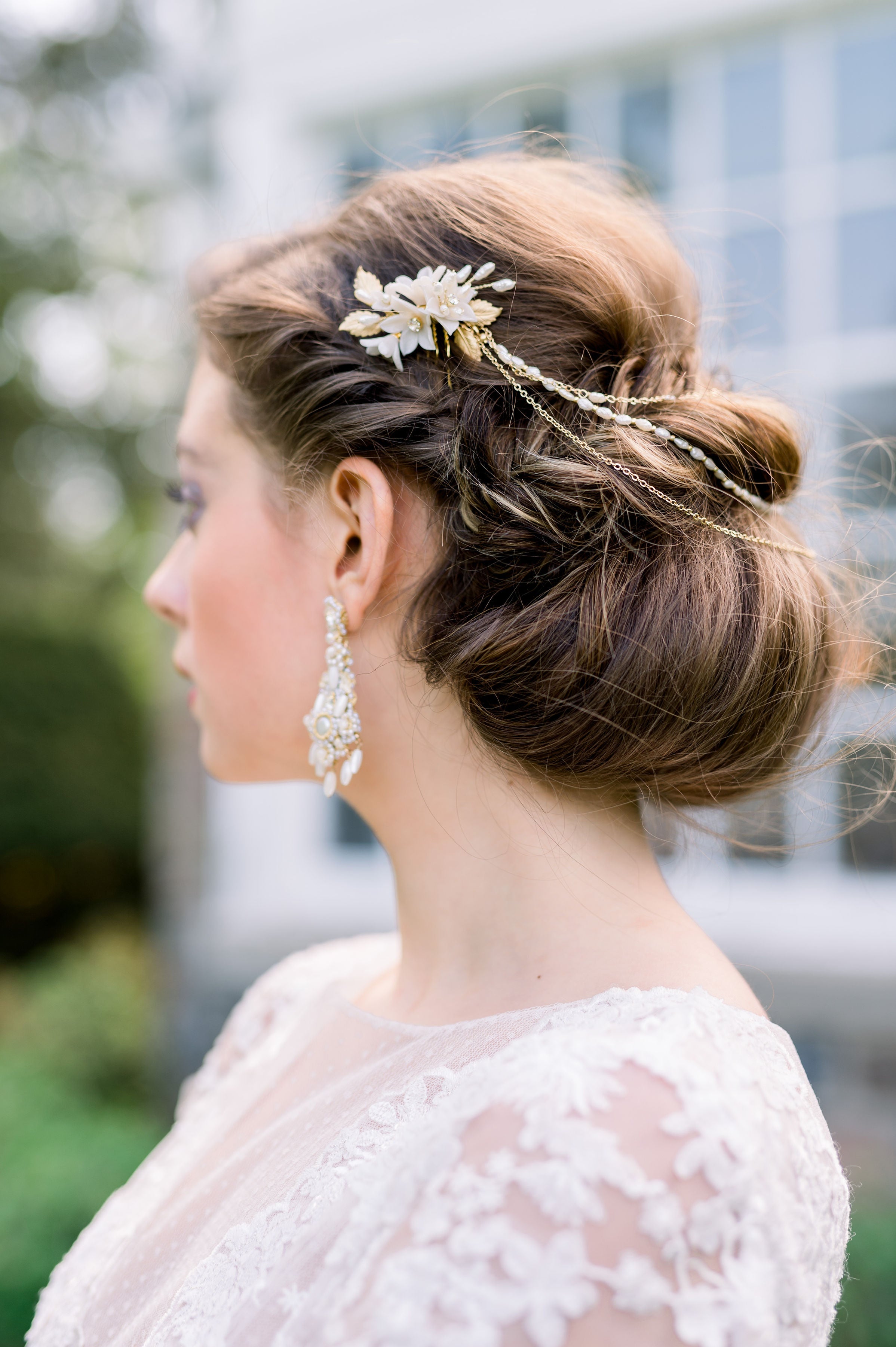 vintage inspired art deco style hair chains for weddings