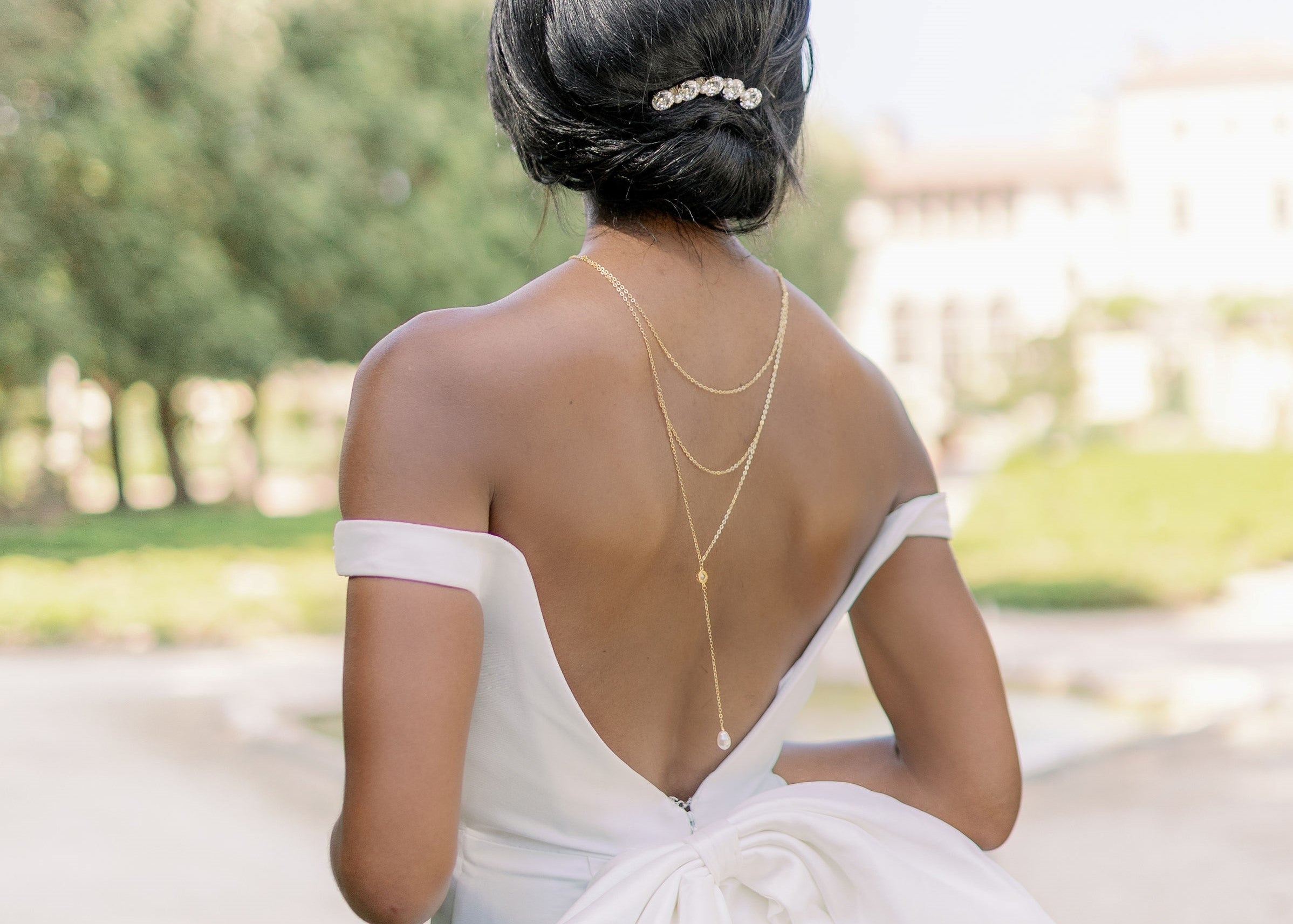 bridal back necklaces with crystal and pearls for open back wedding dresses