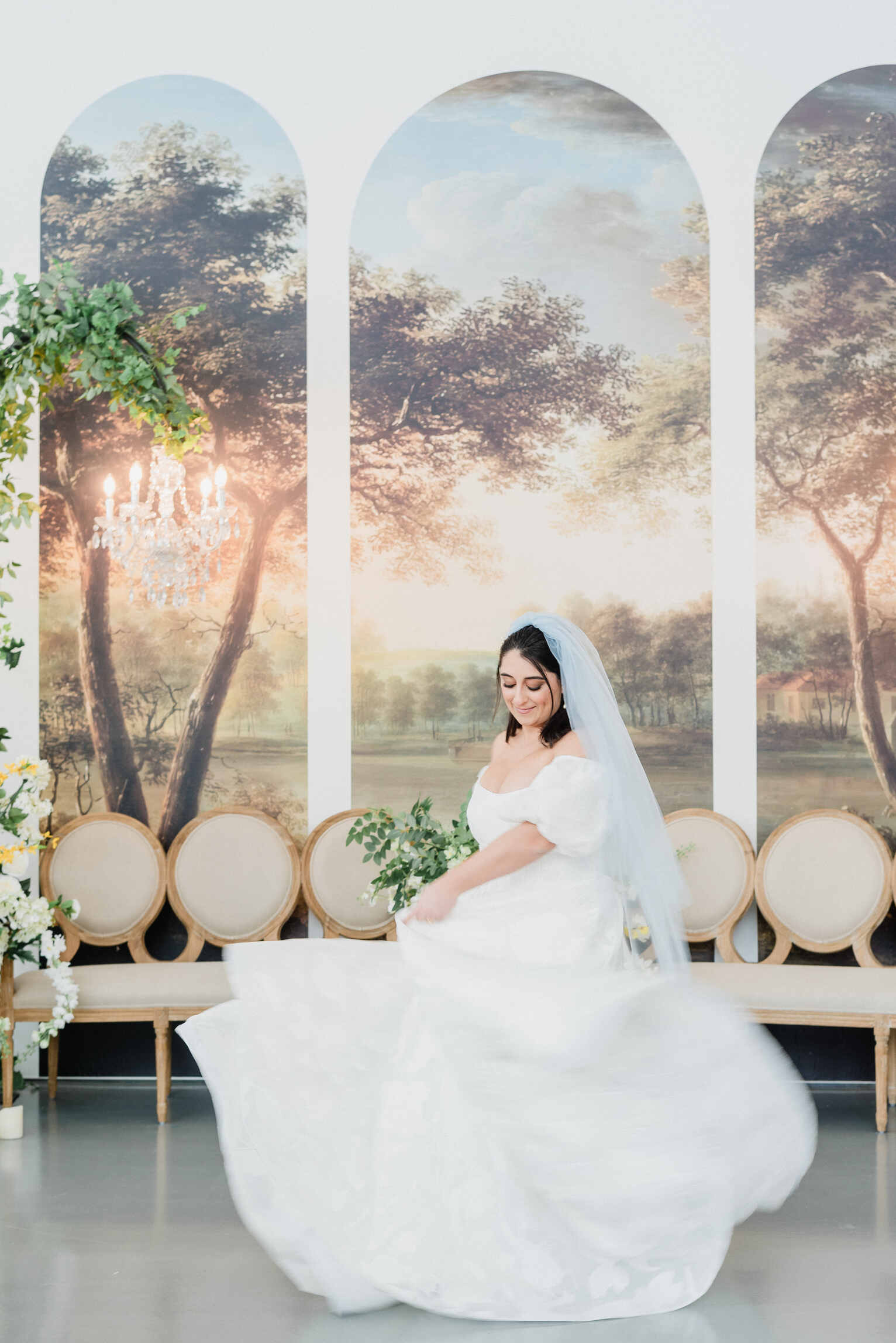BLUEBELL Dusty Blue Wedding Veil with Blusher