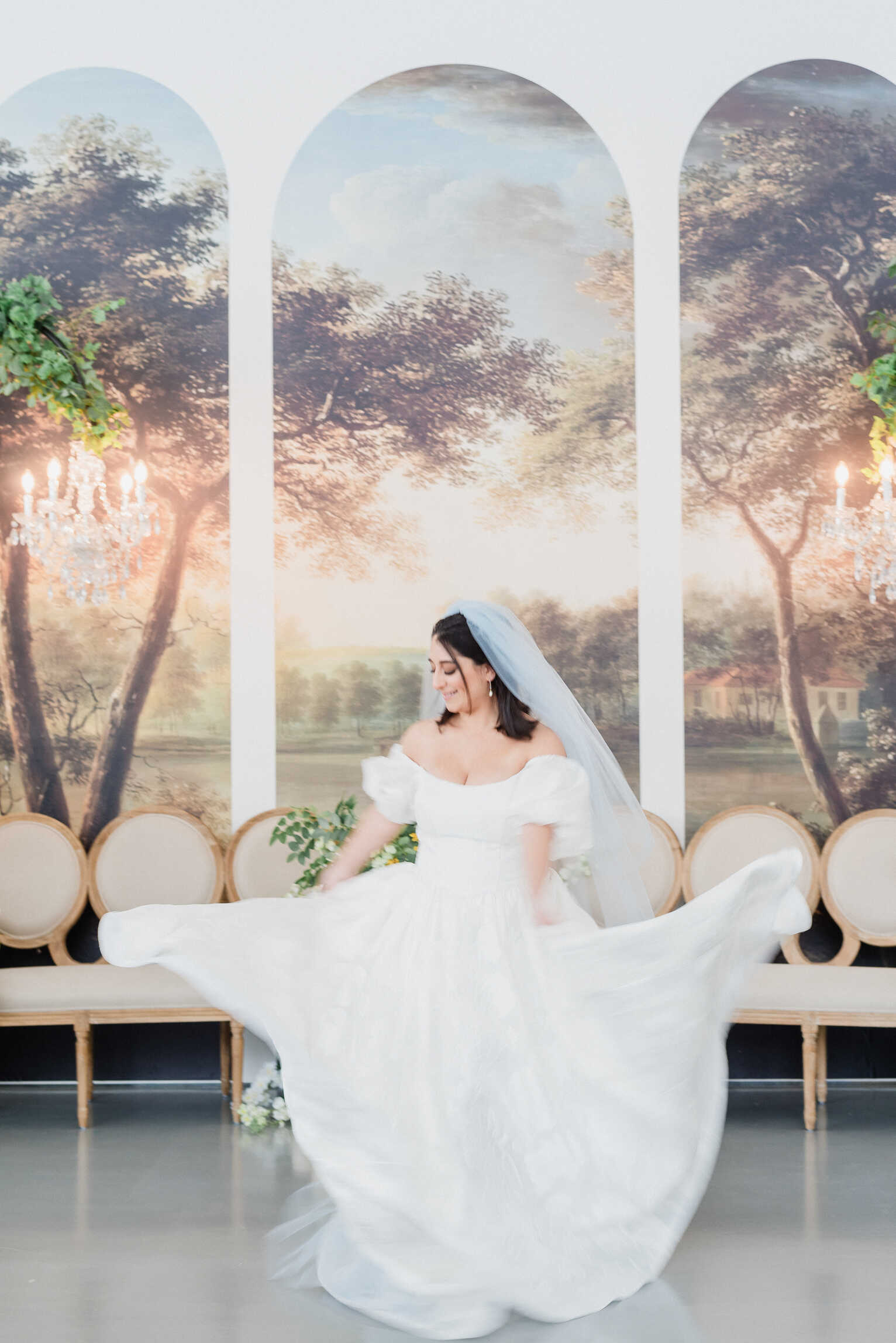 BLUEBELL Dusty Blue Wedding Veil with Blusher