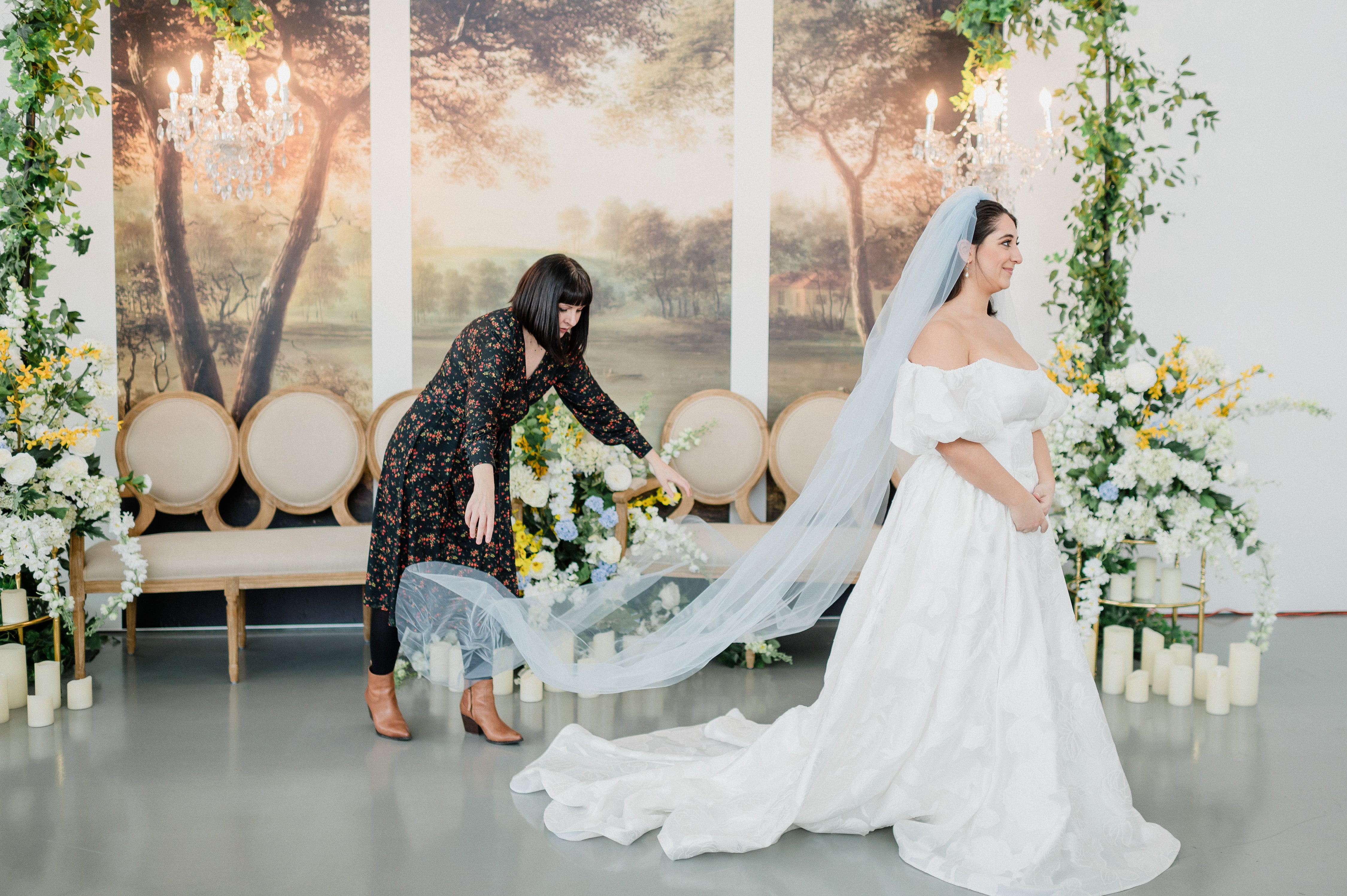 BLUEBELL Dusty Blue Wedding Veil with Blusher