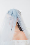 BLUEBELL Dusty Blue Wedding Veil with Blusher
