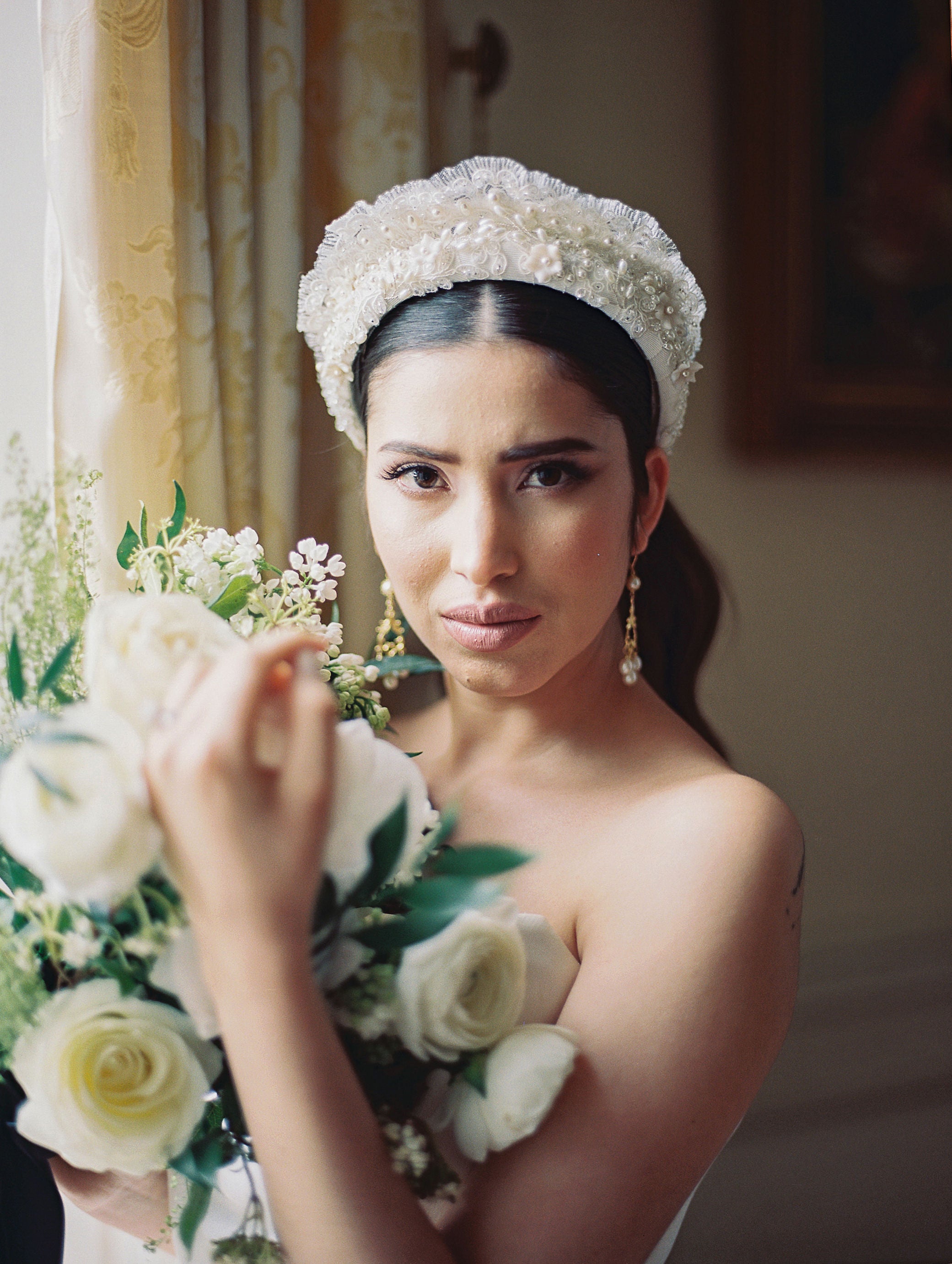 AMYBETH Vintage Inspired Beaded Lace Bridal Headband