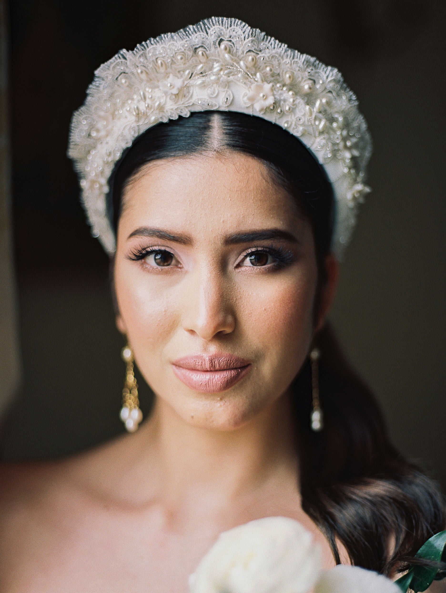 AMYBETH Vintage Inspired Beaded Lace Bridal Headband