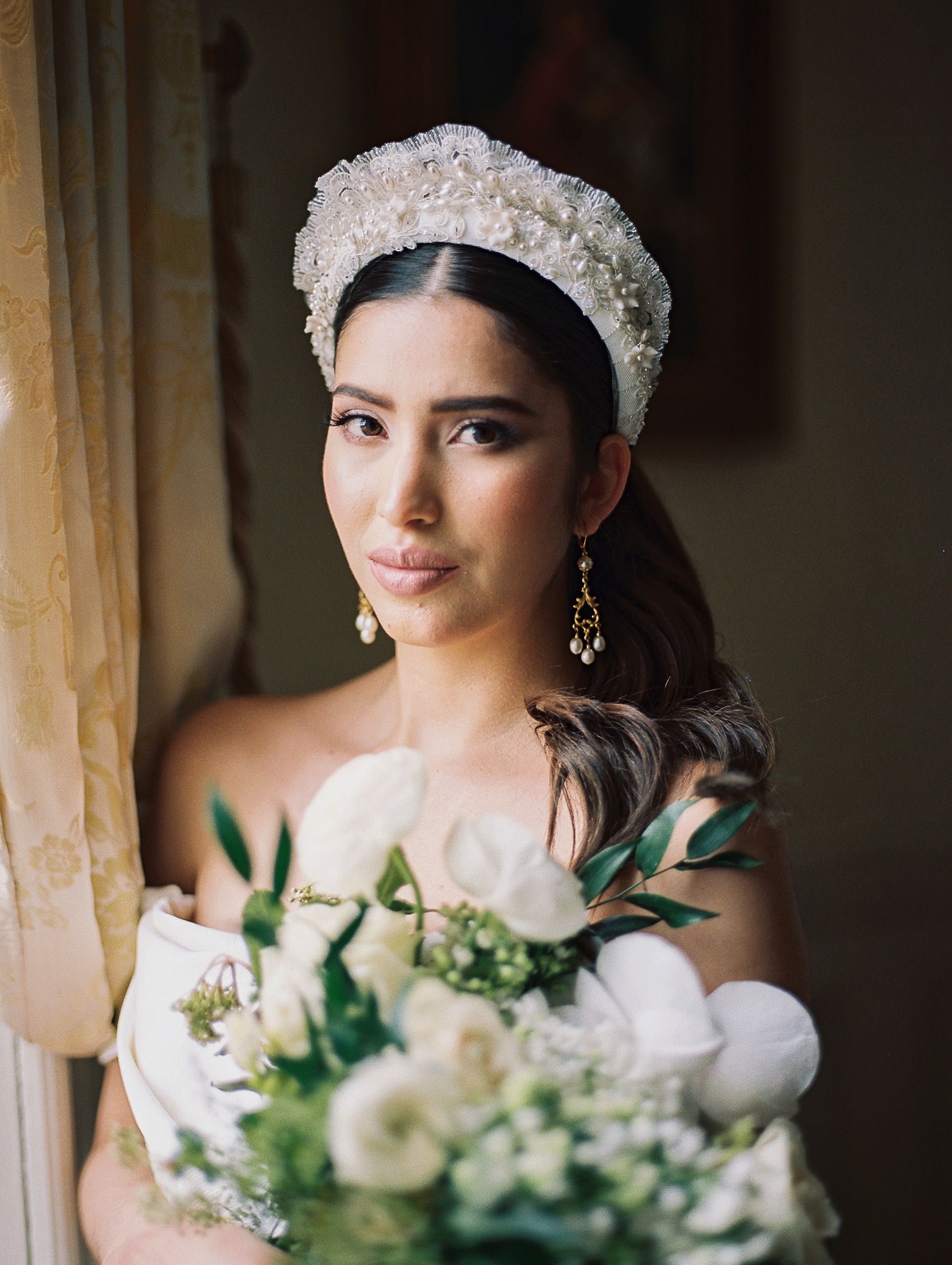 AMYBETH Vintage Inspired Beaded Lace Bridal Headband