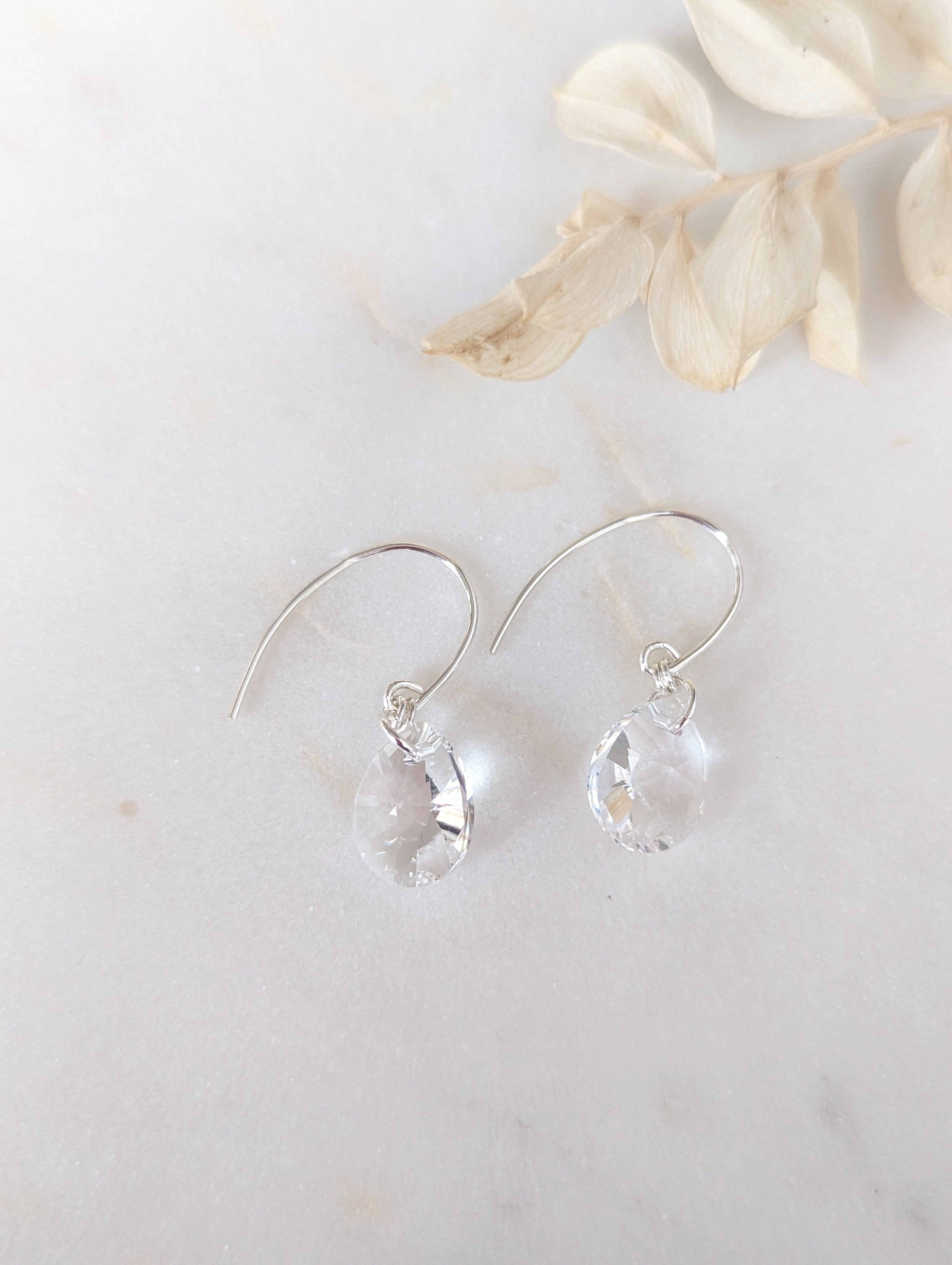 CALLIE Simple Crystal Teardrop Bridal Earrings