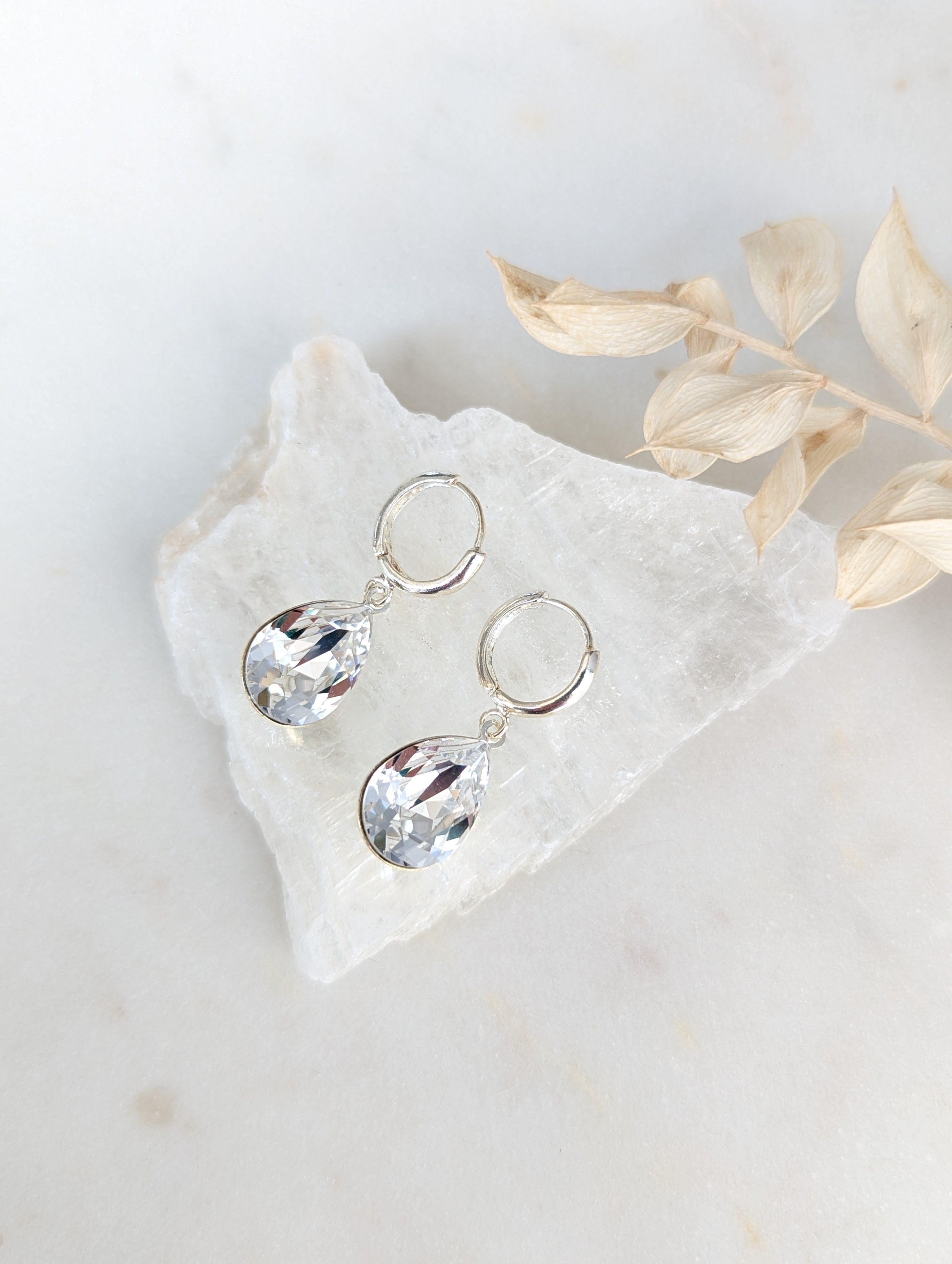 GRACIE Teardrop Crystal Hoop Earrings