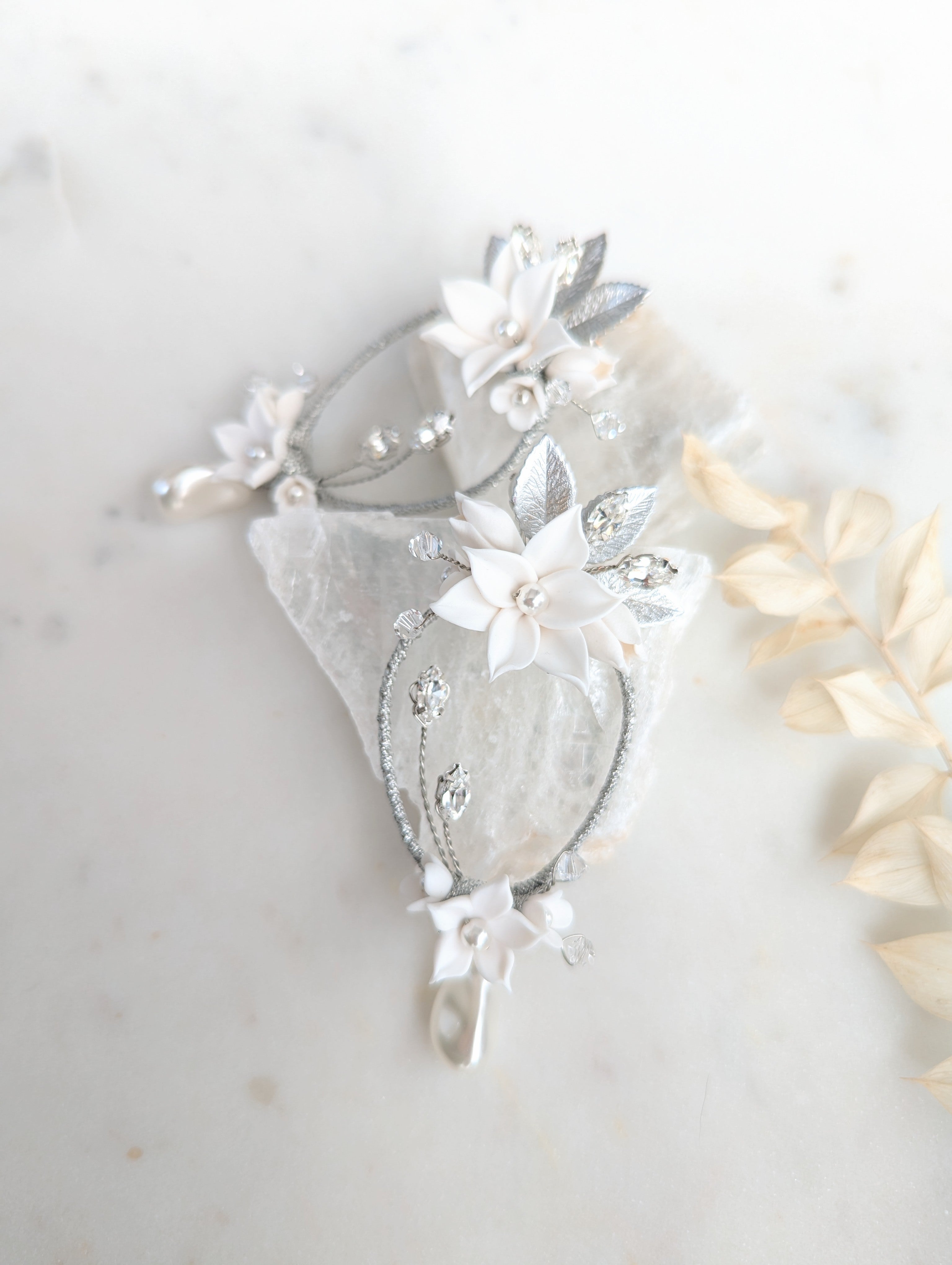 LADYLYN Large Floral Earrings with Pearl Drops