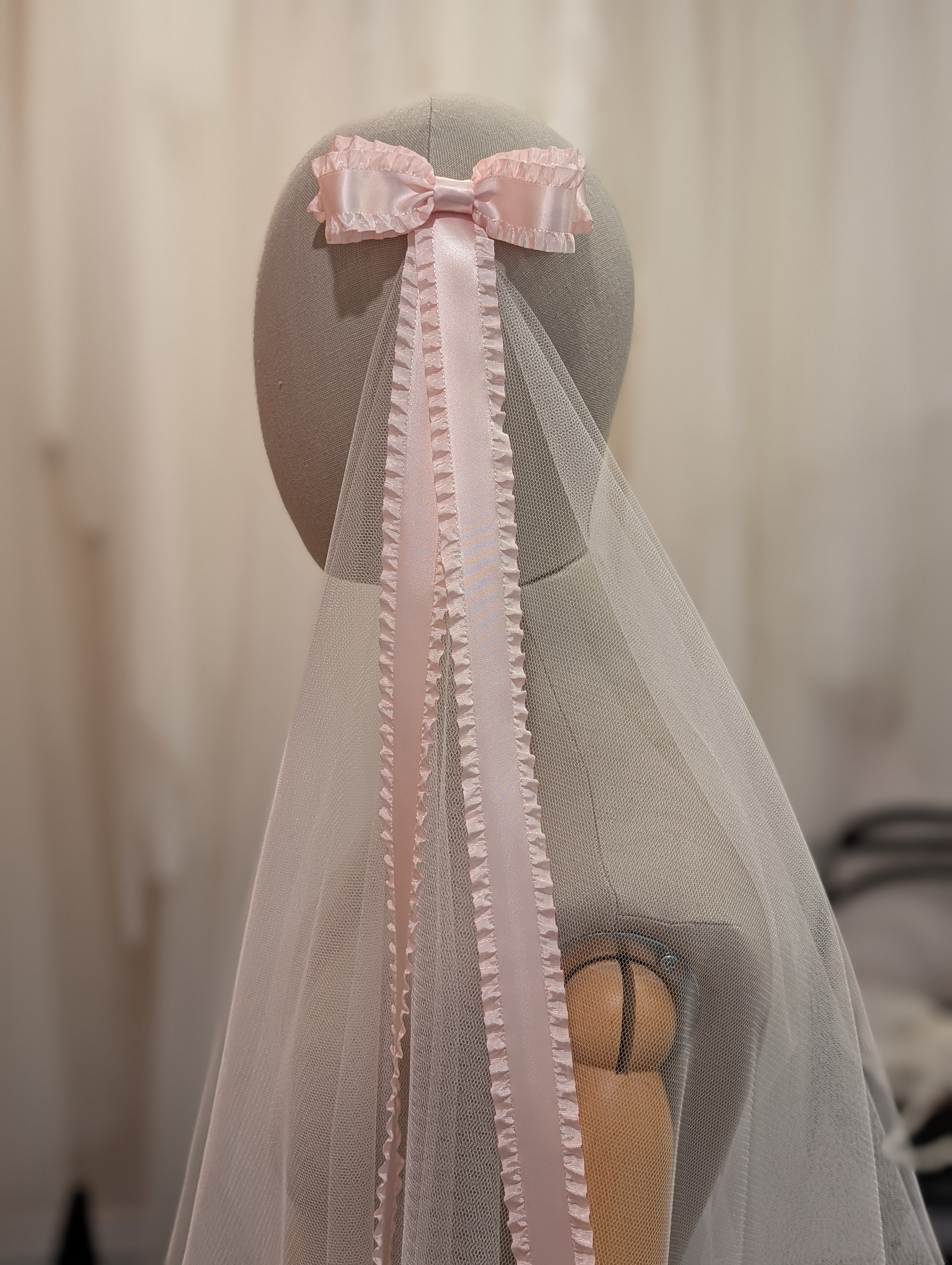 KALINA Draped Veil with Ribbon Bows