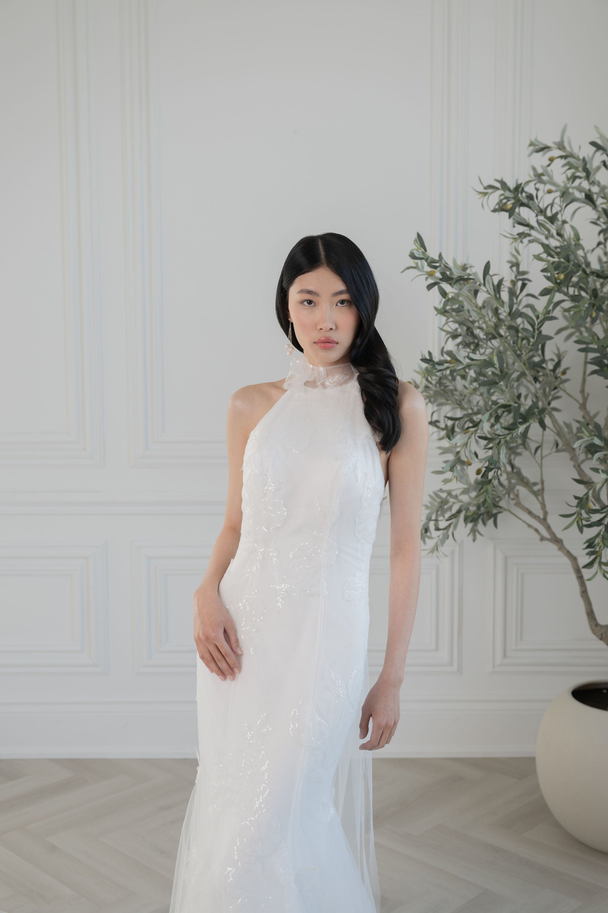 canadian handmade bridal earrings in silver with large round pearl drops.